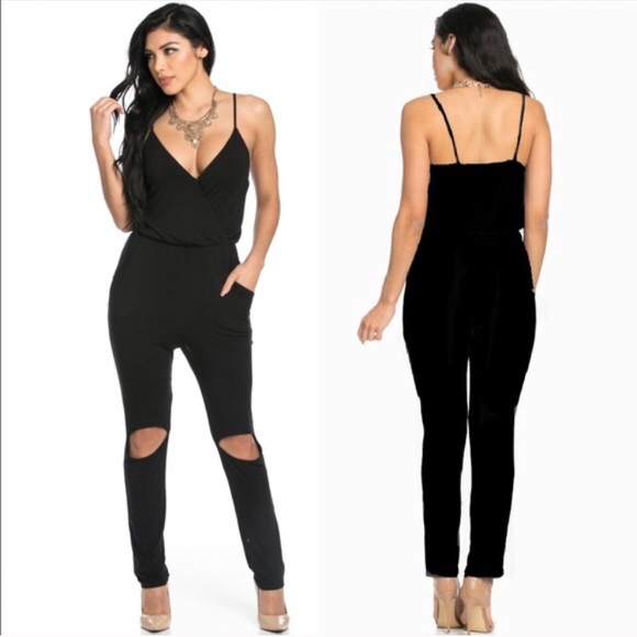 Pants - Slit Knee Jumpsuit